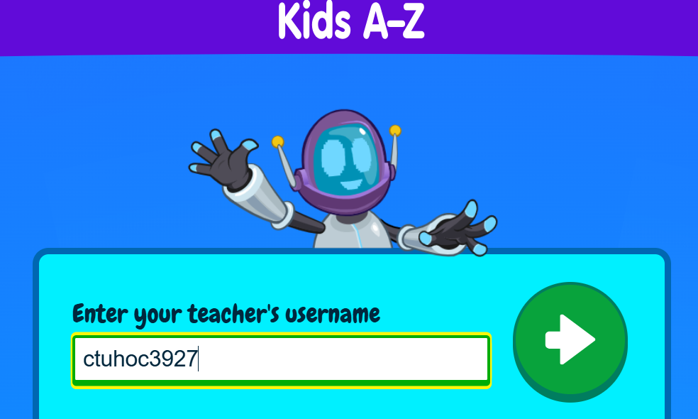 Hướng dẫn đăng nhập tài khoản student trên Kids A-Z